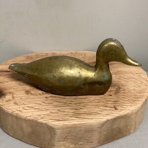 🟡 Vintage - Brass Crafted - MCM - Duck in Floating Position - Paperweight